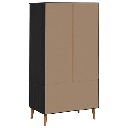 Wardrobe MOLDE Black 90 x 55 x 175 cm Solid Pine Wood