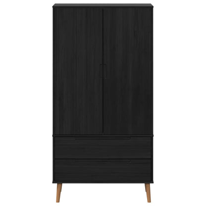 Wardrobe MOLDE Black 90 x 55 x 175 cm Solid Pine Wood