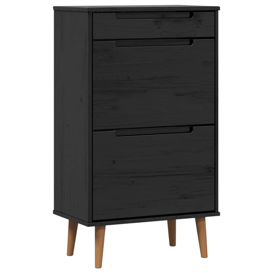 Shoe Cabinet MOLDE 59.5 x 35 x 103 cm Solid Pine Wood Black