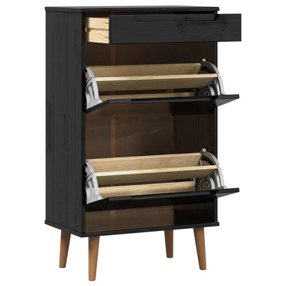 Shoe Cabinet MOLDE 59.5 x 35 x 103 cm Solid Pine Wood Black