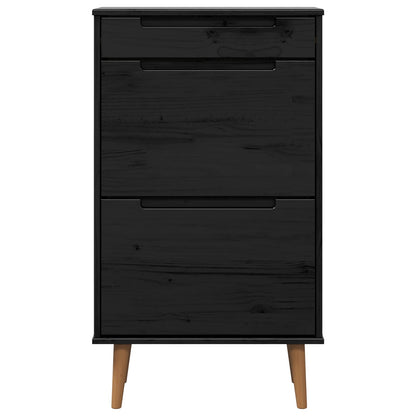 Shoe Cabinet MOLDE 59.5 x 35 x 103 cm Solid Pine Wood Black
