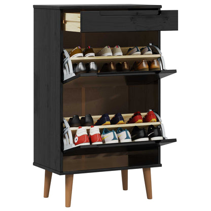Shoe Cabinet MOLDE 59.5 x 35 x 103 cm Solid Pine Wood Black