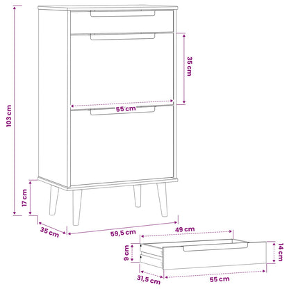 Shoe Cabinet MOLDE 59.5 x 35 x 103 cm Solid Pine Wood Black