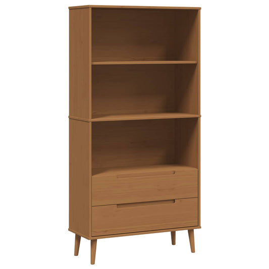 Bookcase MOLDE 85 x 35 x 170.5 cm Solid Pine Wood Caramel