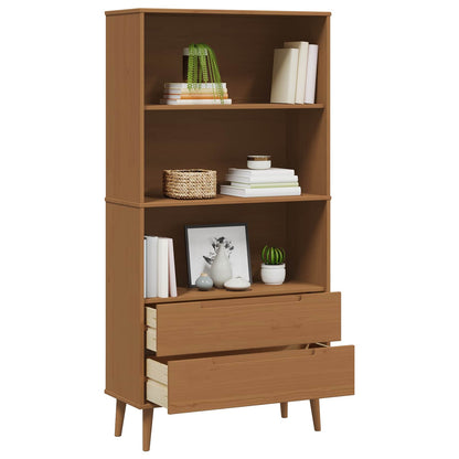 Bookcase MOLDE 85 x 35 x 170.5 cm Solid Pine Wood Caramel