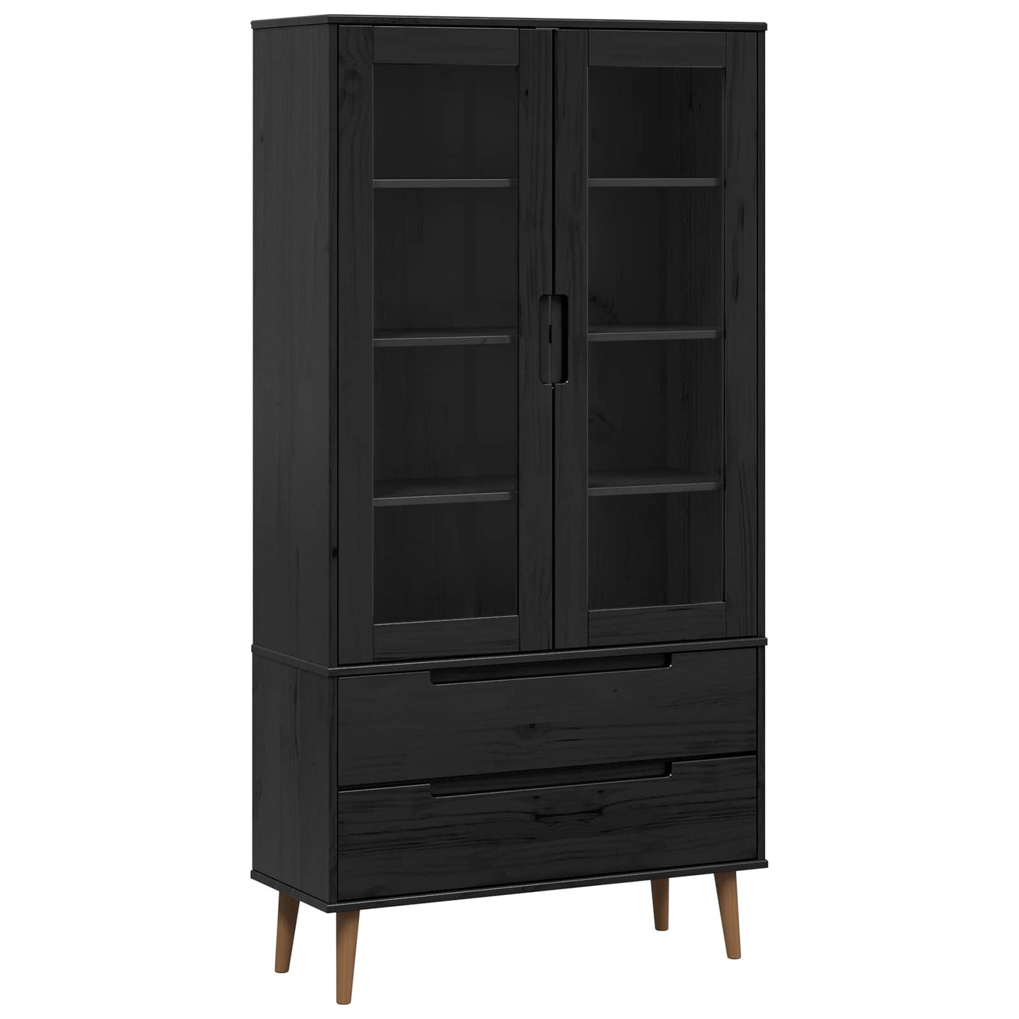 Glass Display Cabinet Black 90 x 35 x 175 cm