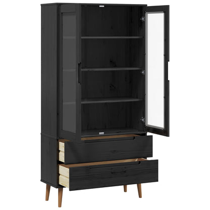 Glass Display Cabinet Black 90 x 35 x 175 cm