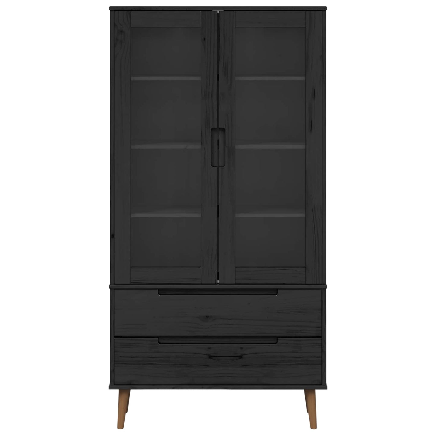 Glass Display Cabinet Black 90 x 35 x 175 cm