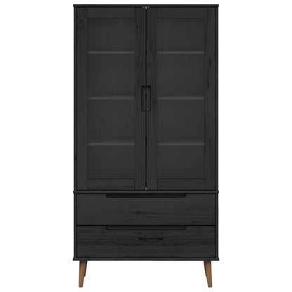 Glass Display Cabinet Black 90 x 35 x 175 cm