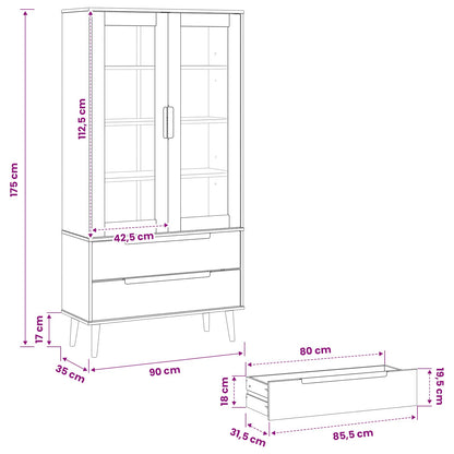 Glass Display Cabinet Black 90 x 35 x 175 cm