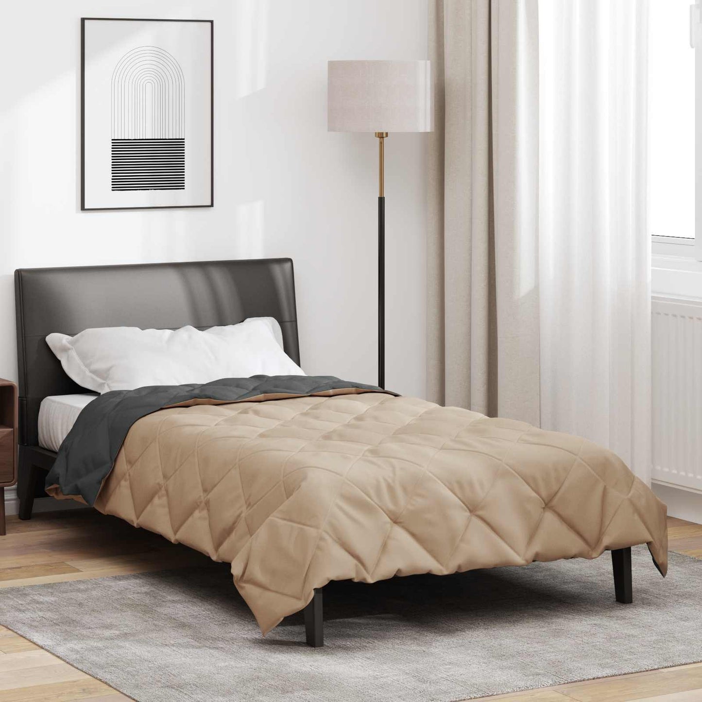 Summer Duvet Anthracite and Taupe 200 x 155 cm Microfiber