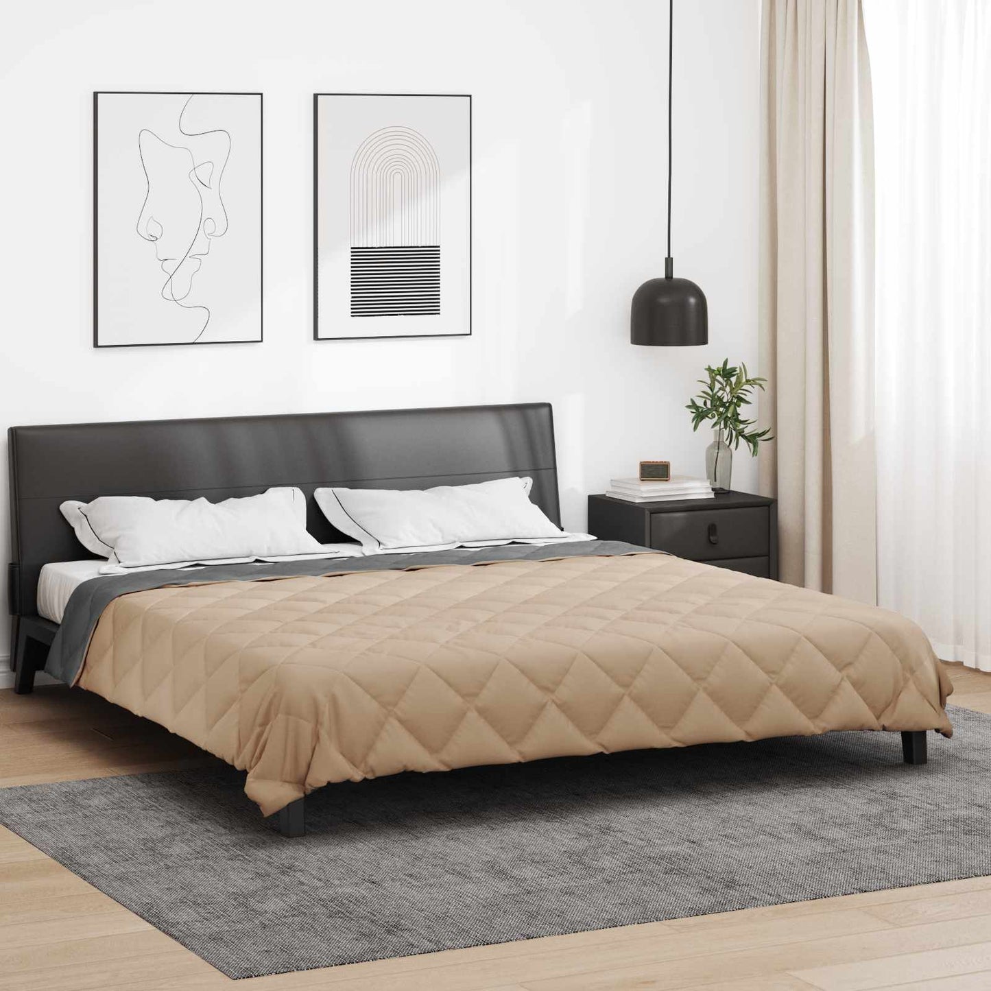 Summer Duvet Anthracite and Taupe 220 x 240 cm Microfiber