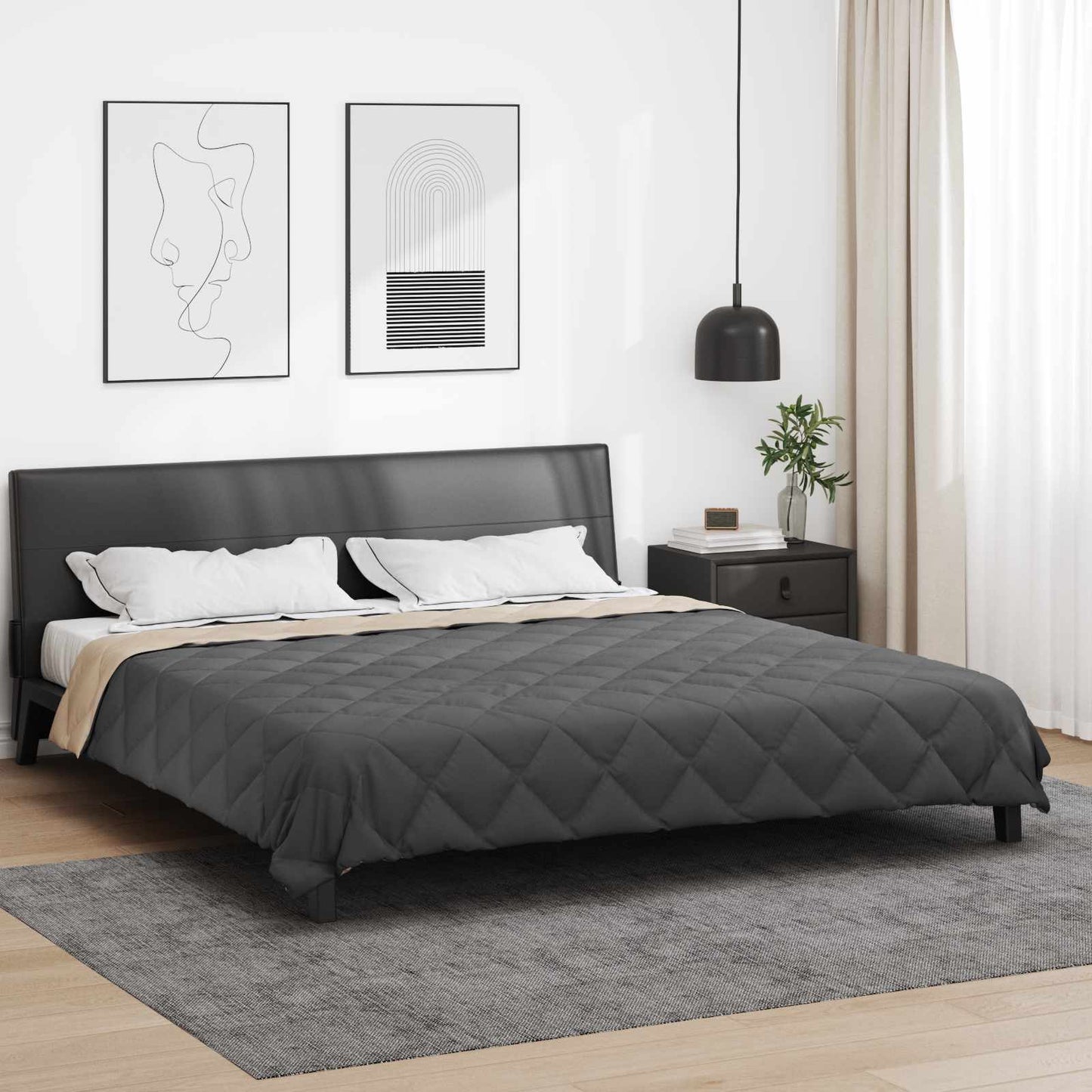 Summer Duvet Anthracite and Taupe 220 x 260 cm Microfiber