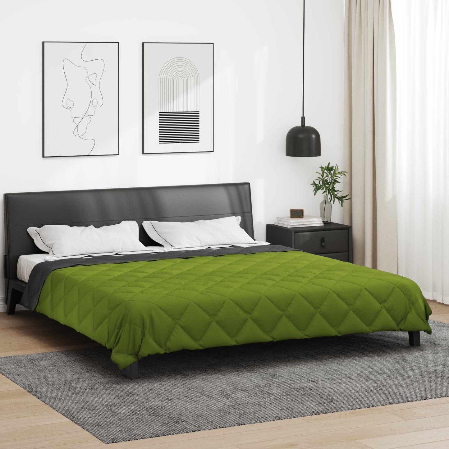Summer Duvet Green and Anthracite 220 x 240 cm Microfiber