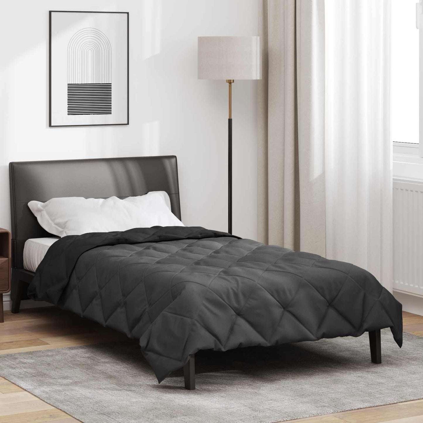 Summer Duvet Black and Anthracite 200 x 155 cm Microfiber