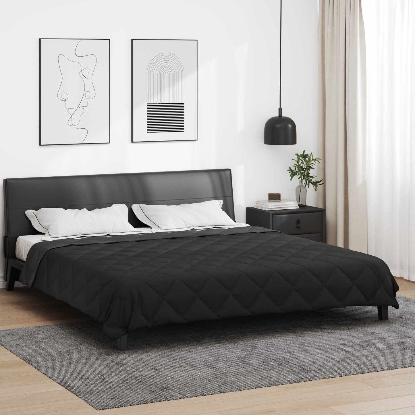 Summer Duvet Black and Anthracite 220 x 240 cm Microfiber