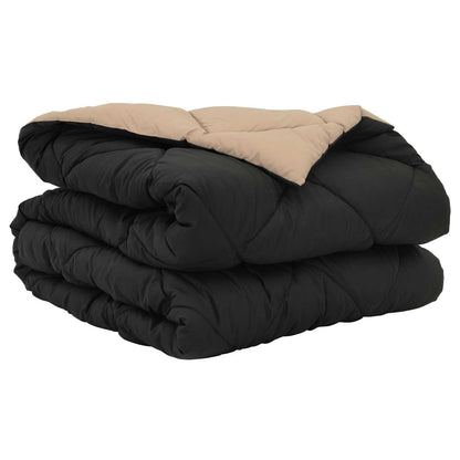 Summer Duvet Black and Taupe 220 x 155 cm Microfiber