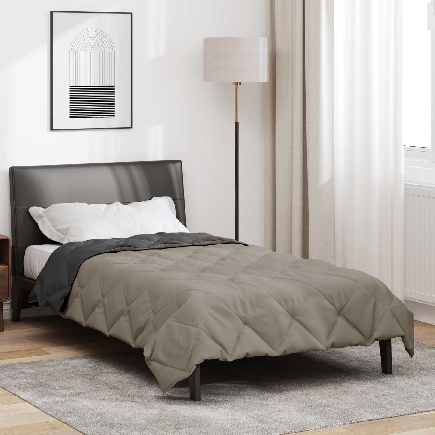 Summer Duvet Light Grey and Anthracite 220 x 135 cm Microfiber