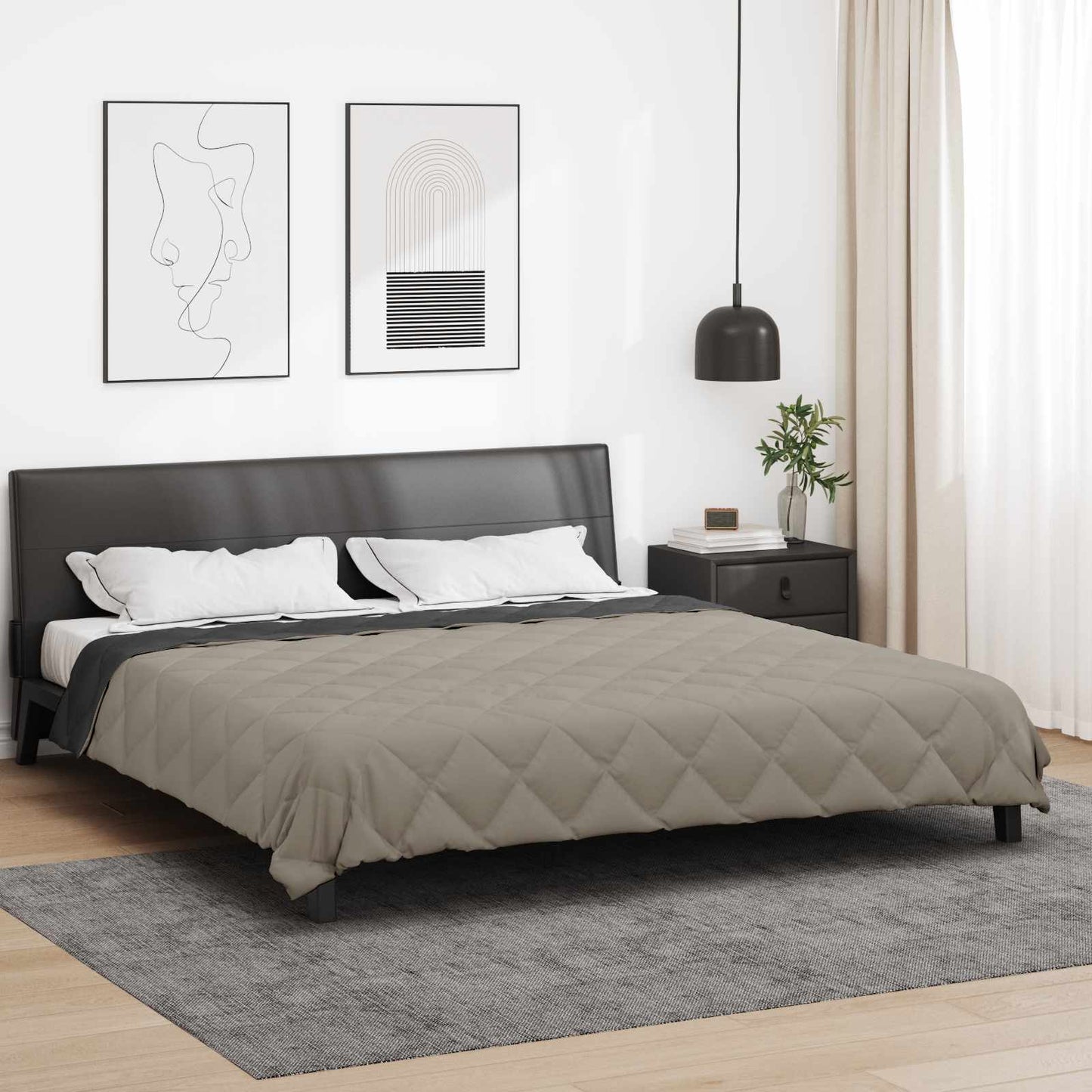 Summer Duvet Light Grey and Anthracite 220 x 240 cm Microfiber