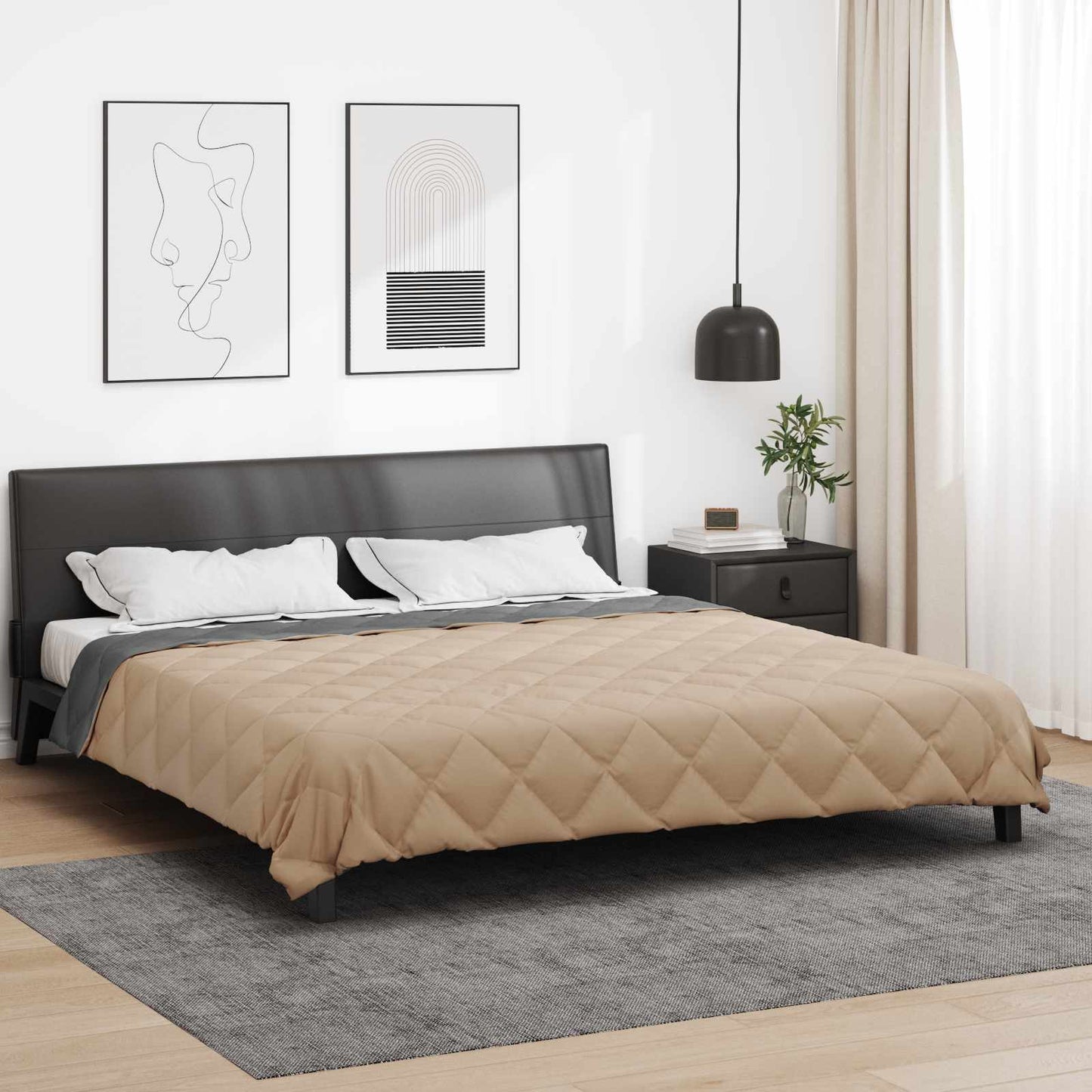 Full Year Duvet Anthracite and Taupe 220 x 200 cm Microfiber