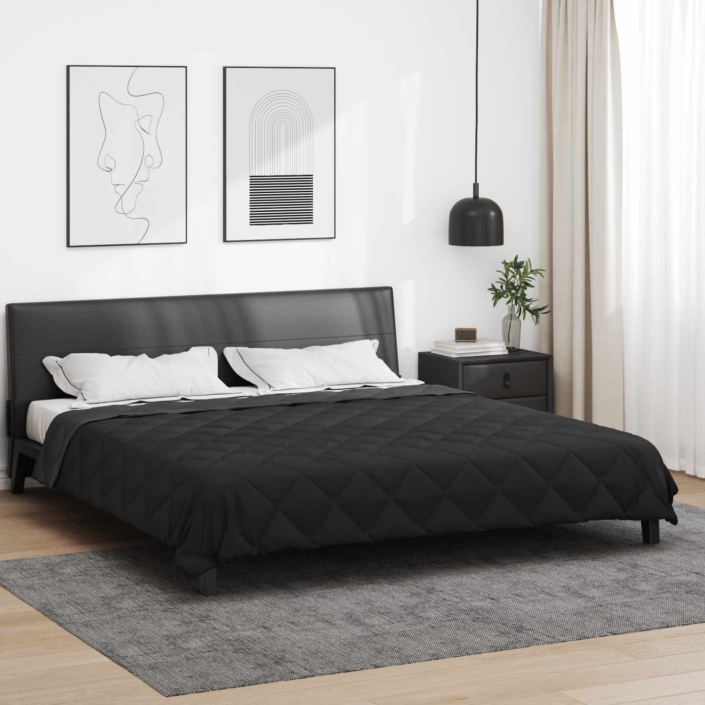Full Year Duvet Black and Anthracite 200 x 200 cm Microfiber