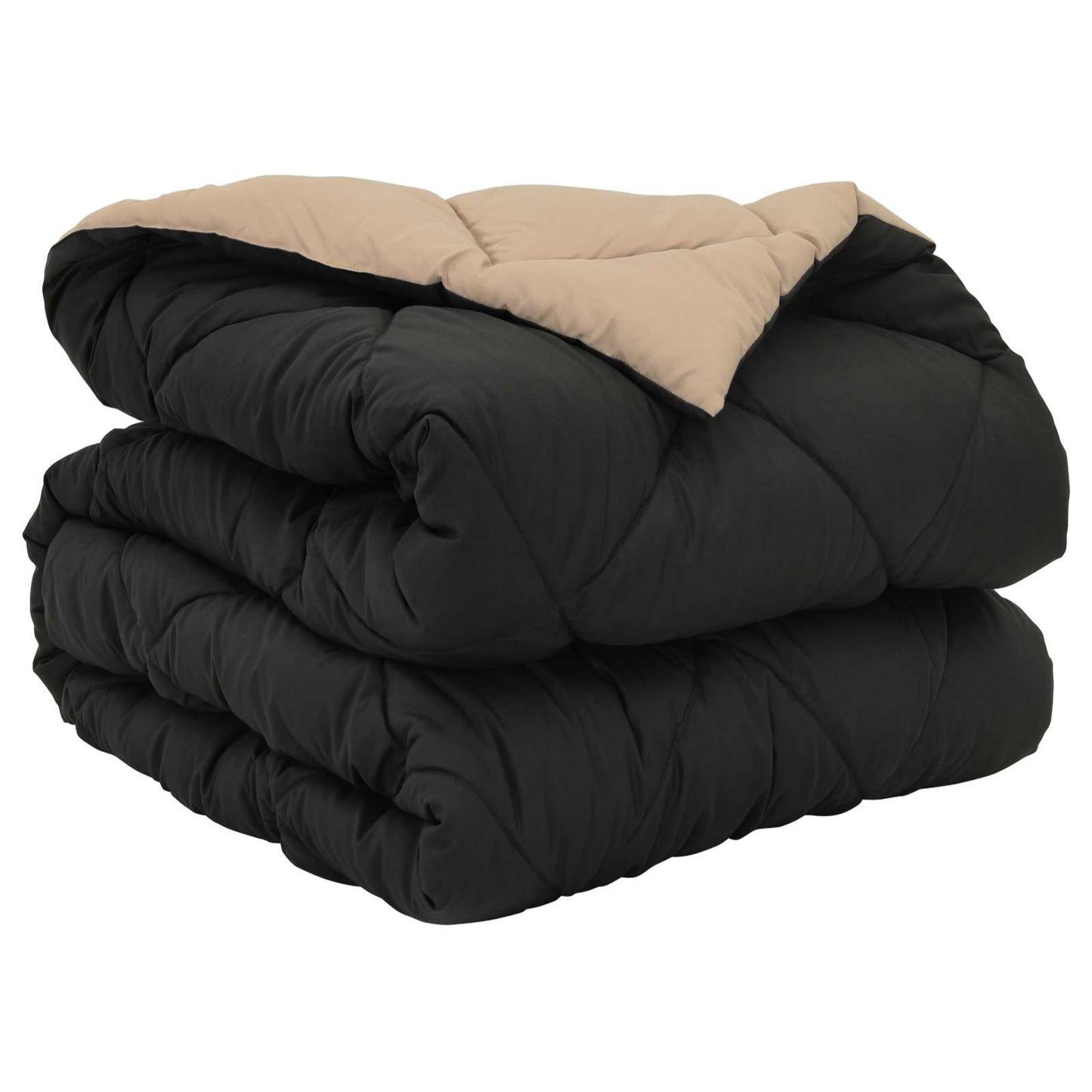 Full Year Duvet Black and Taupe 140 x 200 cm Microfiber