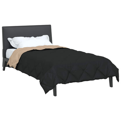Full Year Duvet Black and Taupe 140 x 200 cm Microfiber