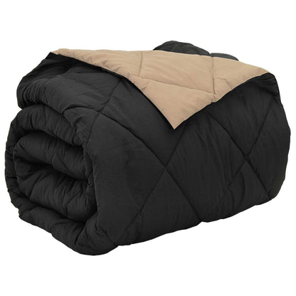 Full Year Duvet Black and Taupe 220 x 240 cm Microfiber