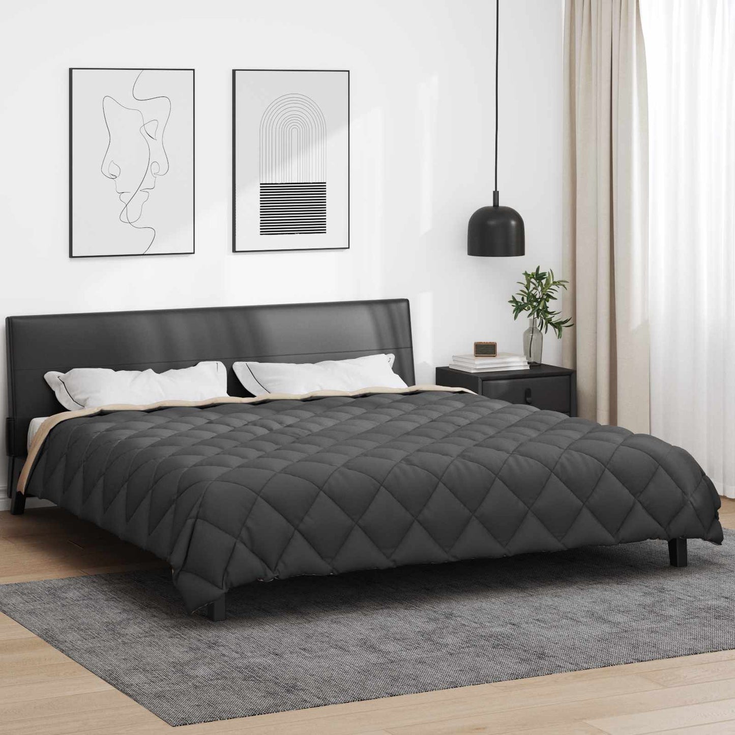 Winter Duvet Anthracite and Taupe 220 x 240 cm Microfiber
