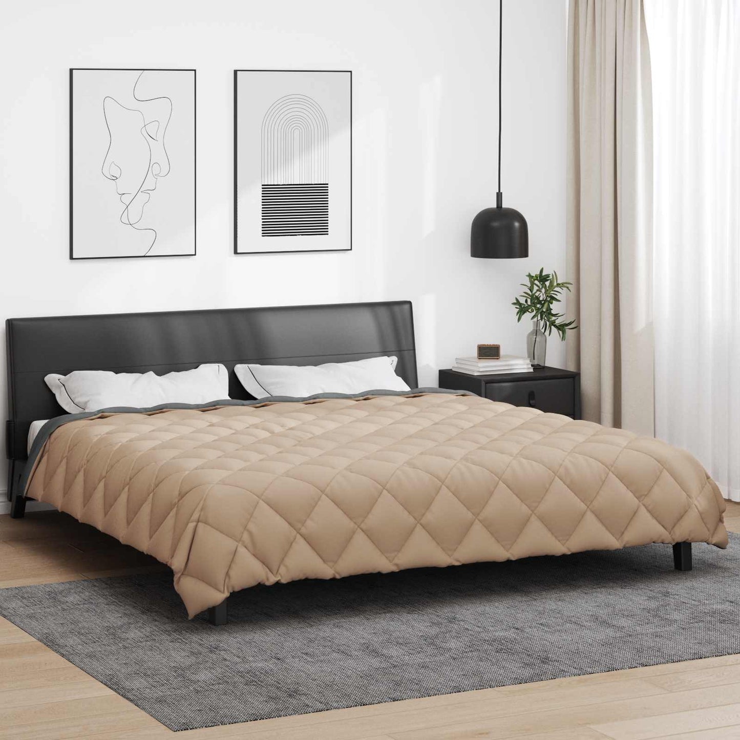 Winter Duvet Anthracite and Taupe 220 x 260 cm Microfiber