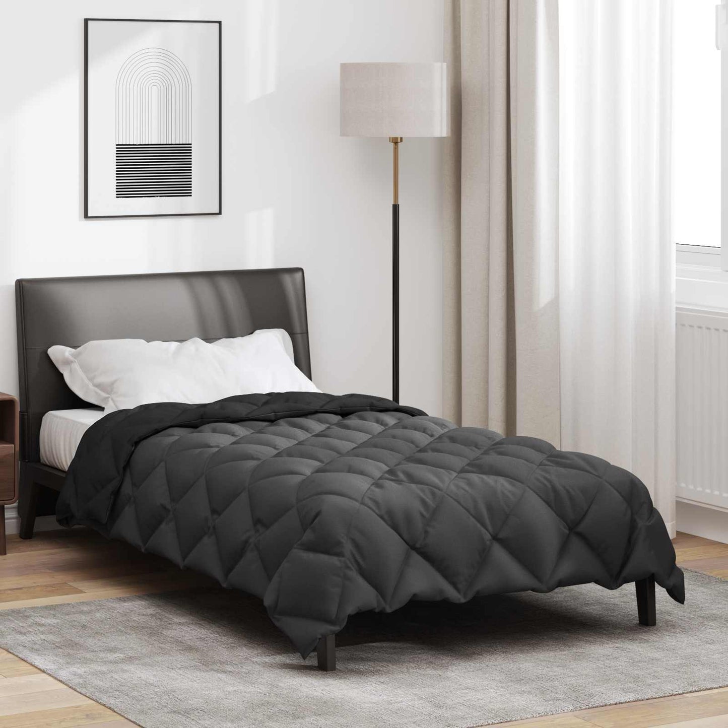 Winter Duvet Black and Anthracite 140 x 200 cm Microfiber
