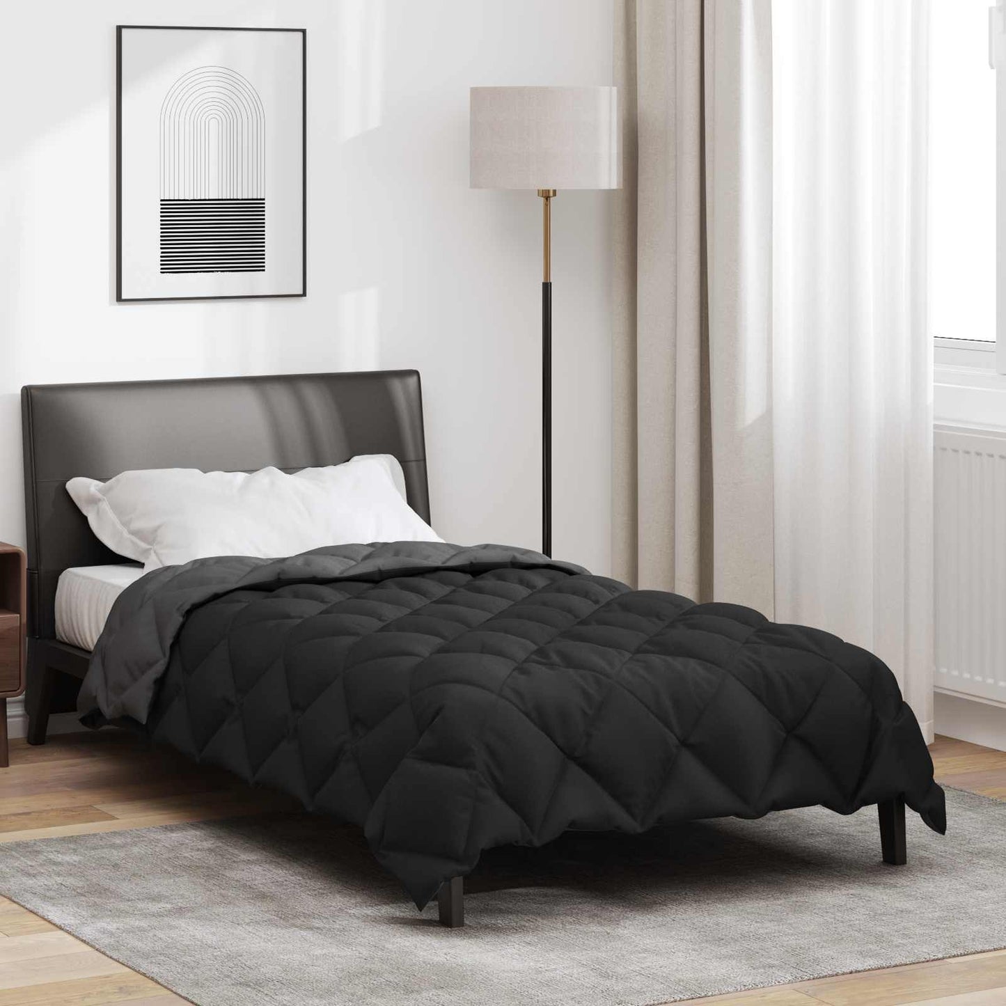 Winter Duvet Black and Anthracite 140 x 200 cm Microfiber