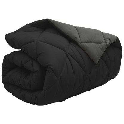 Winter Duvet Black and Anthracite 140 x 200 cm Microfiber