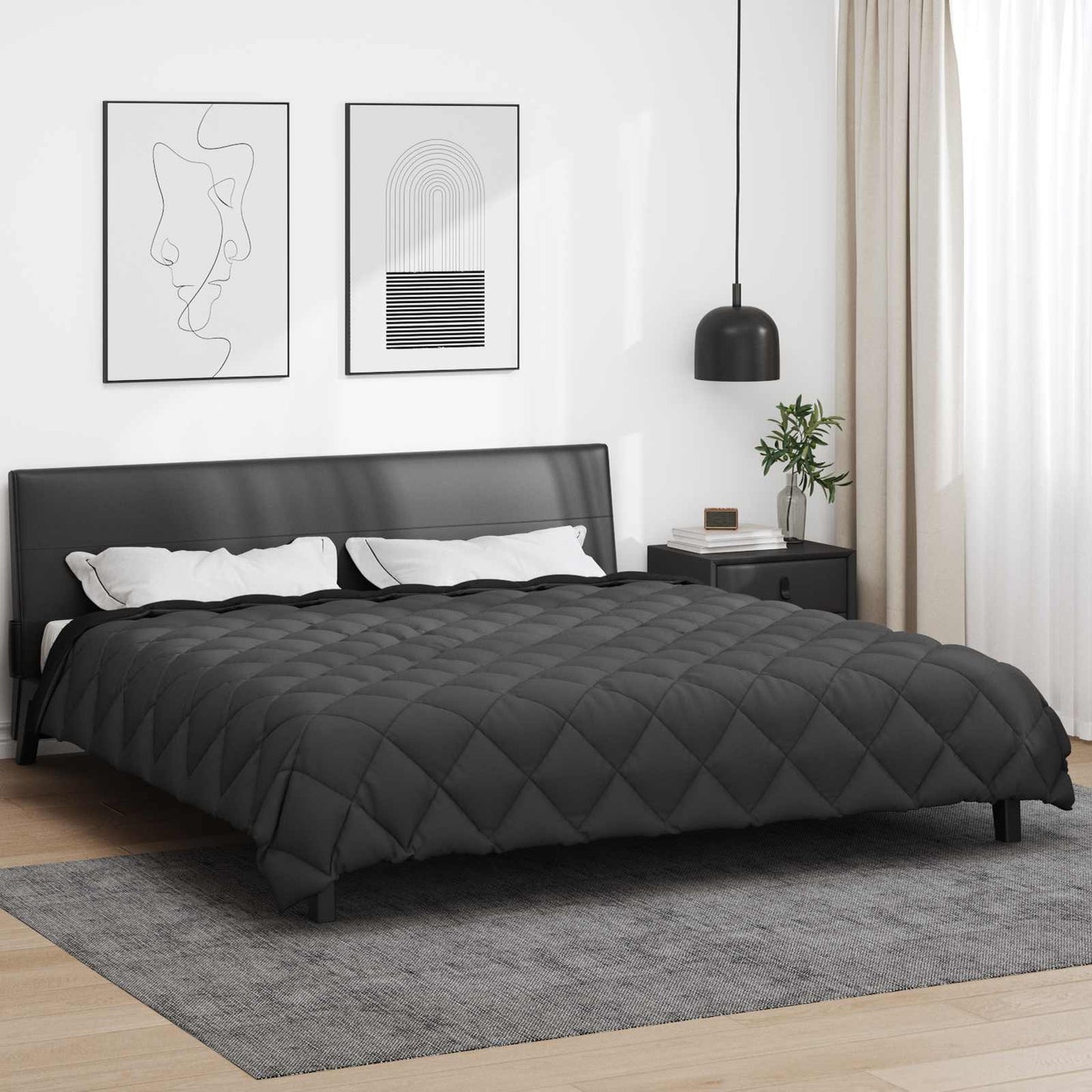 Winter Duvet Black and Anthracite 220 x 240 cm Microfiber
