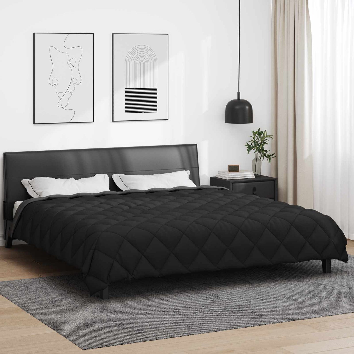 Winter Duvet Black and Anthracite 220 x 260 cm Microfiber
