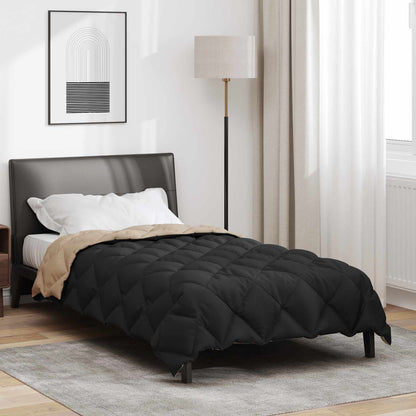Winter Duvet Black and Taupe 135 x 220 cm Microfiber