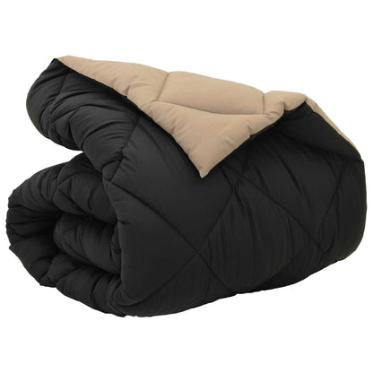 Winter Duvet Black and Taupe 135 x 220 cm Microfiber
