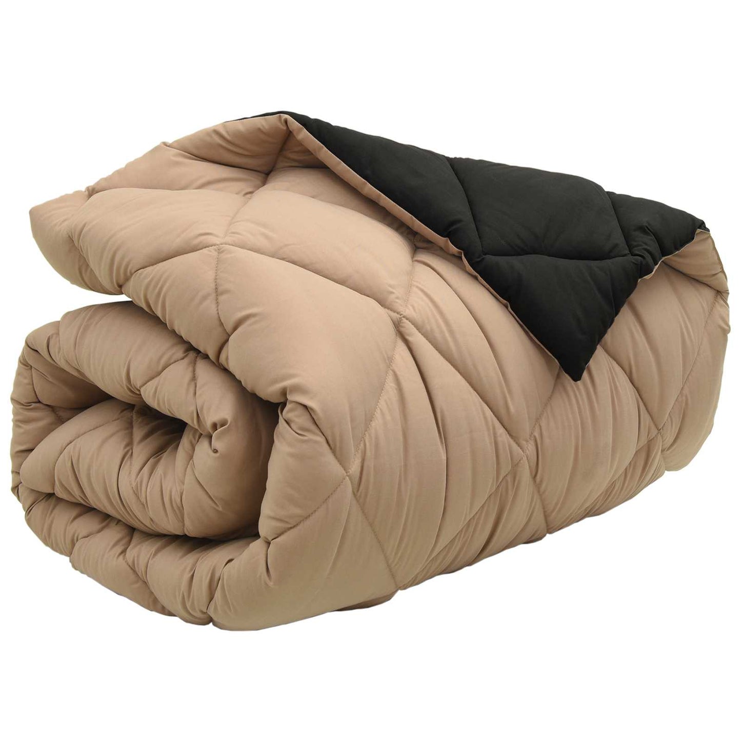 Winter Duvet Black and Taupe 135 x 220 cm Microfiber