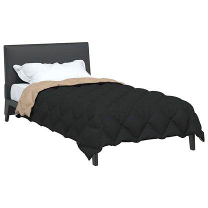 Winter Duvet Black and Taupe 140 x 220 cm Microfiber