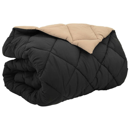 Winter Duvet Black and Taupe 220 x 260 cm Microfiber