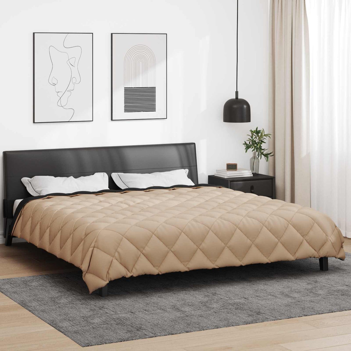 Winter Duvet Black and Taupe 240 x 260 cm Microfiber