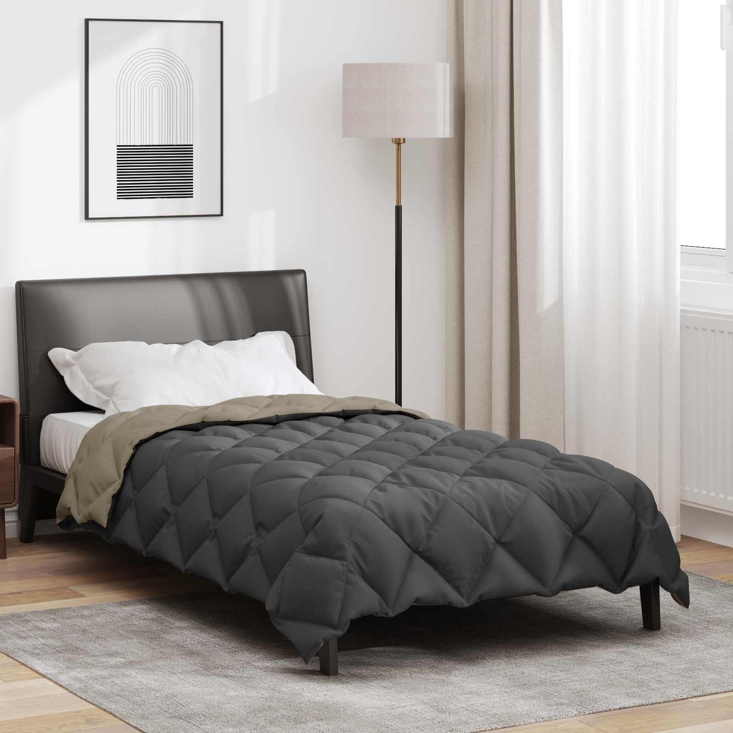 Winter Duvet Light Grey and Anthracite 200 x 155 cm Microfiber