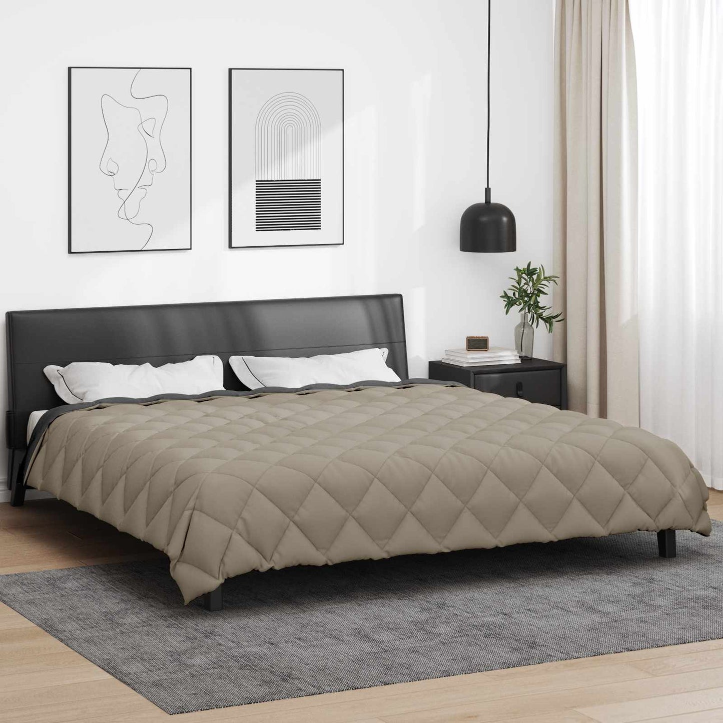 Winter Duvet Light Grey and Anthracite 200 x 200 cm Microfiber