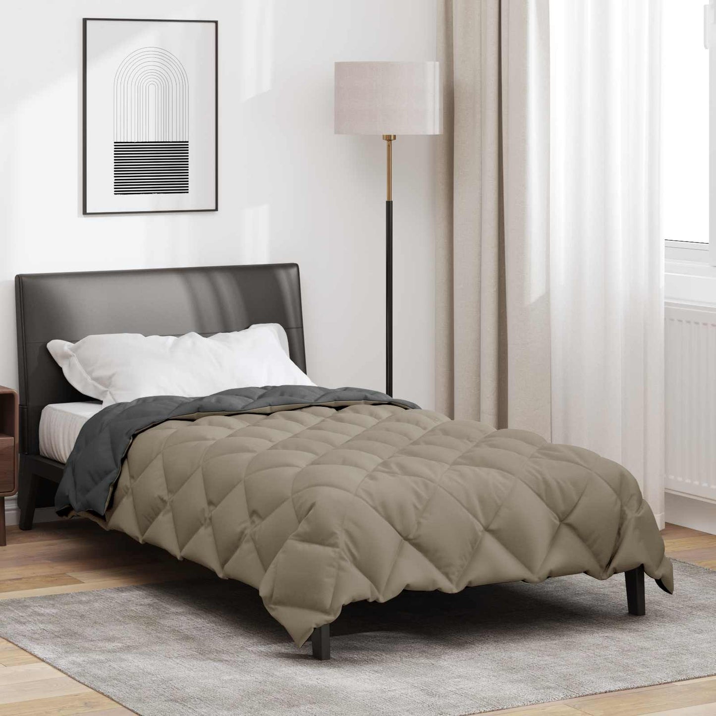 Winter Duvet Light Grey and Anthracite 140 x 220 cm Microfiber