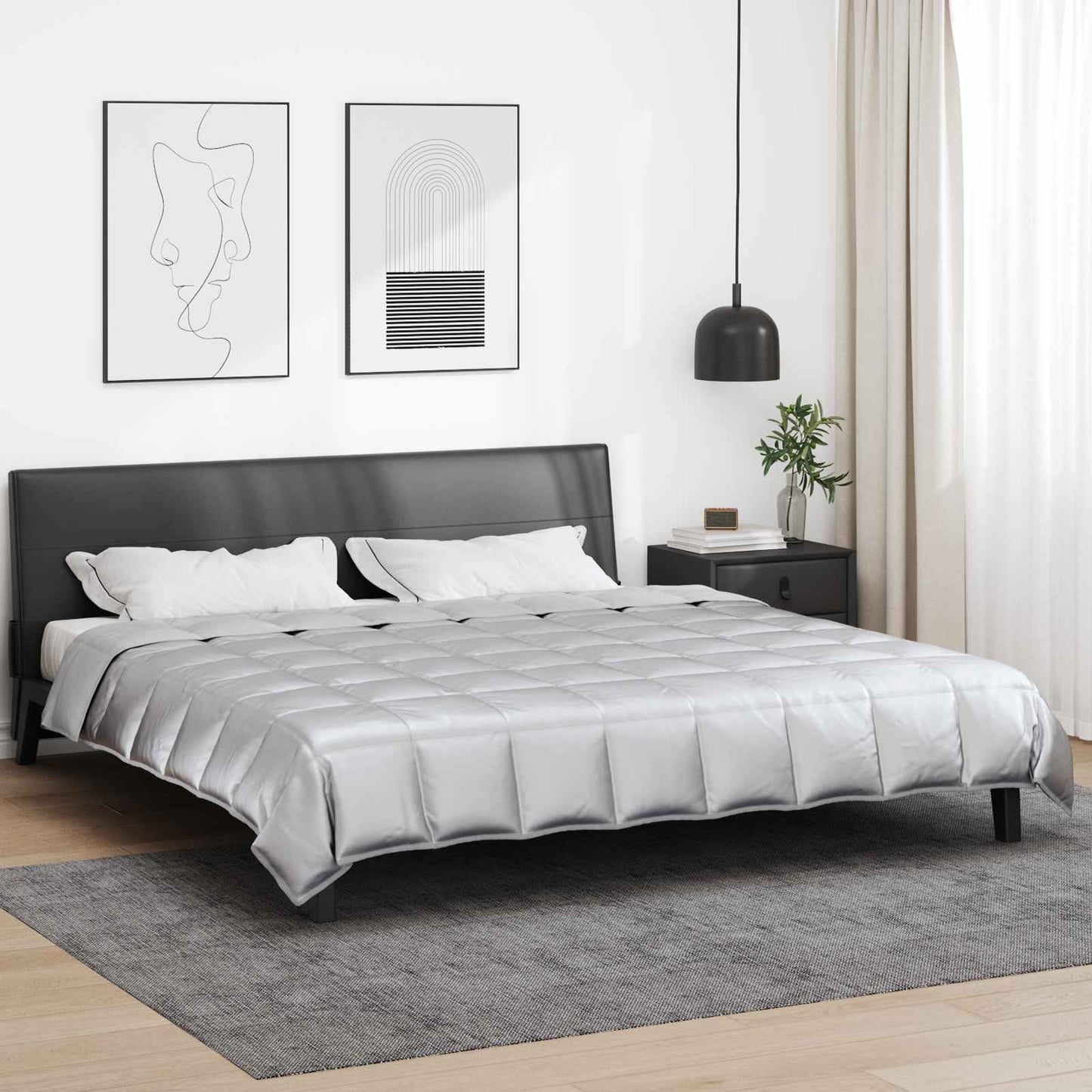 Full Year Duvet Silver 200 x 200 cm Satin and Microfiber