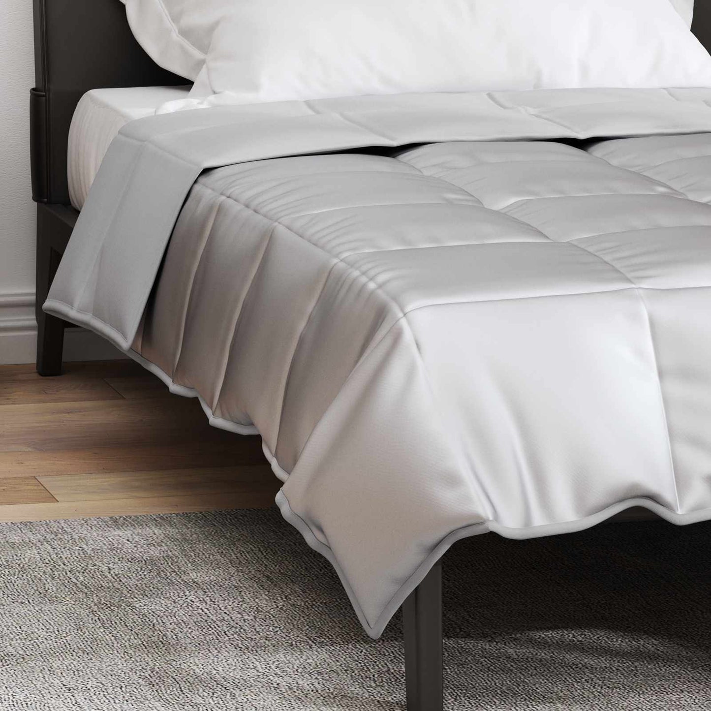 Full Year Duvet Silver 155 x 220 cm Satin and Microfiber