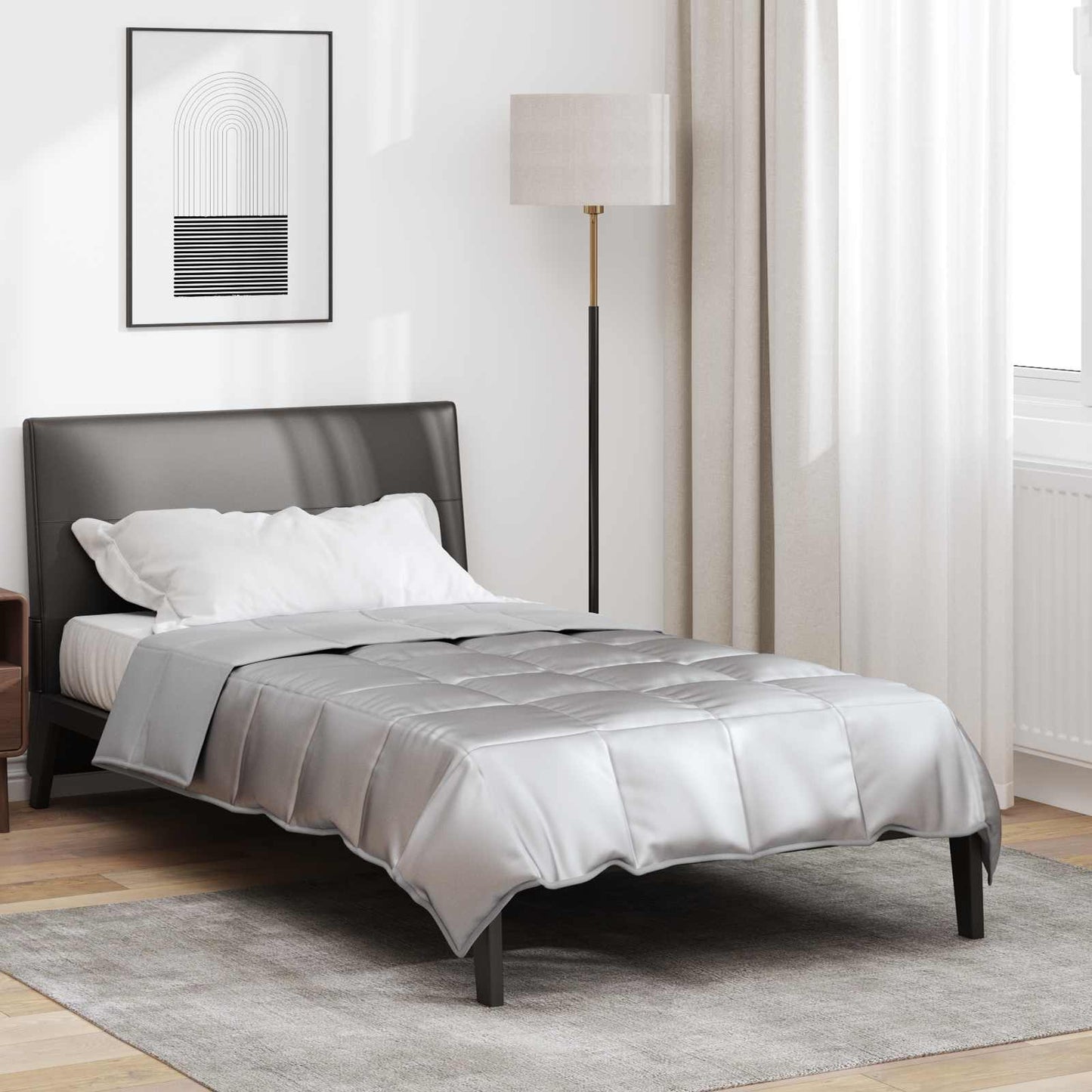 Full Year Duvet Silver 155 x 220 cm Satin and Microfiber