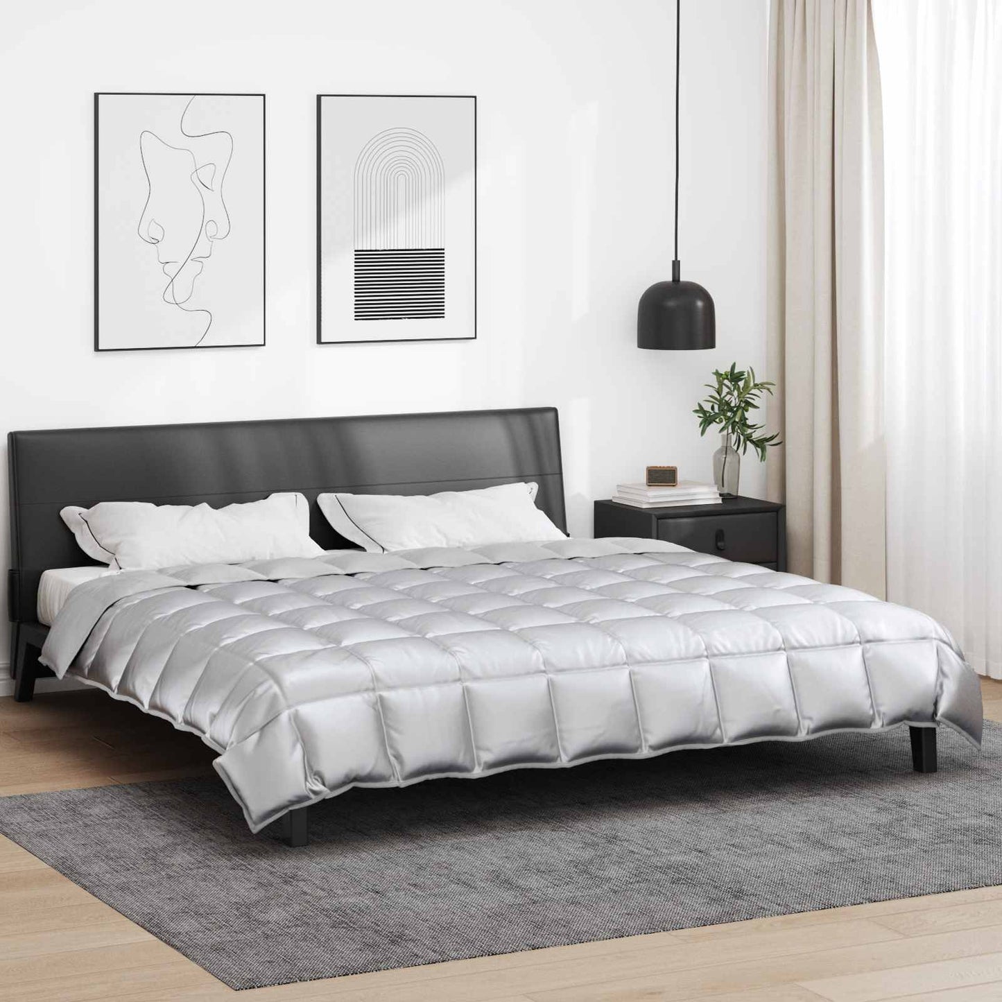 Winter Duvet Silver 200 x 200 cm Satin and Microfiber