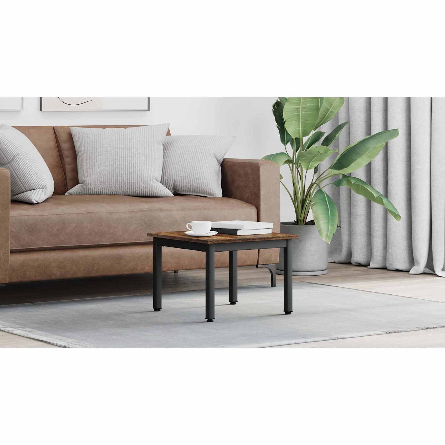 Coffee Table Smoke Oak 50 x 50 x 36 cm Engineered Wood