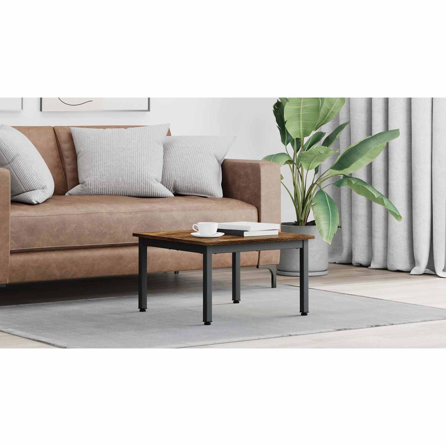 Coffee Table Smoke Oak 60 x 60 x 36 cm Engineered Wood